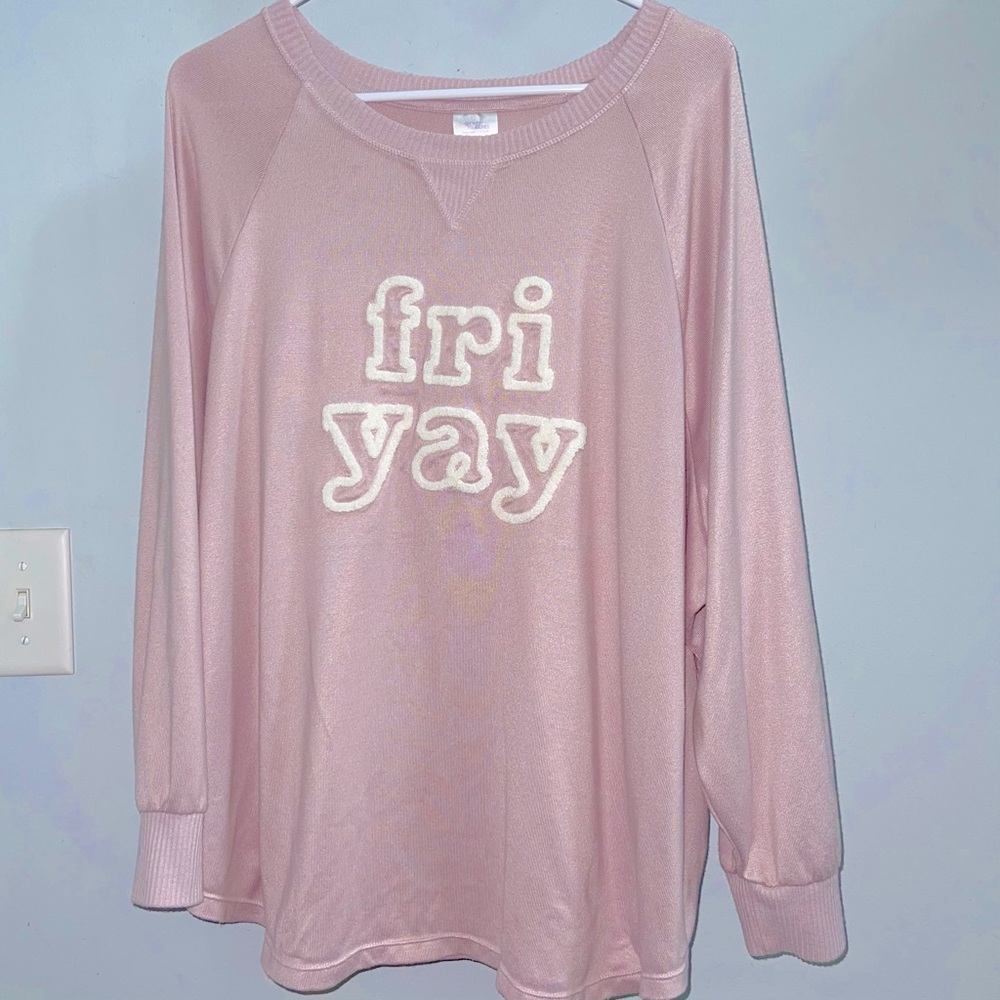 Fri Yay Pink Hacci Sleep Top - Size 3X - Retails $21